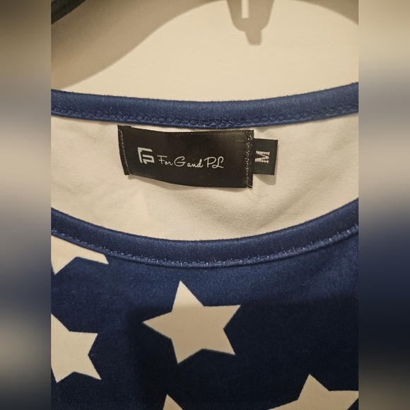 NWOT For G And PL Red White & Blue Stars & Stripes Patriotic Maxi Dress Size L - Picture 3 of 10